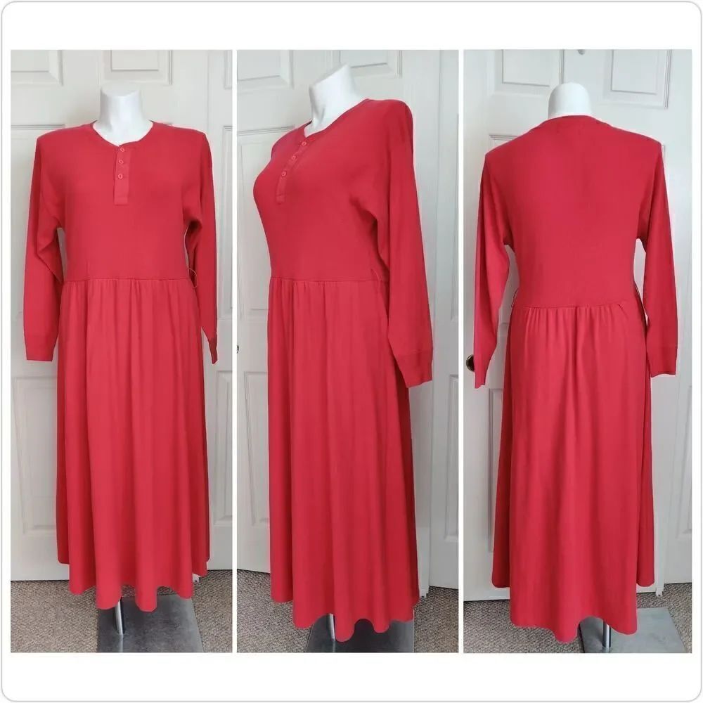Vintage 80s Ralph Lauren Henley cotton maxi dress sz M